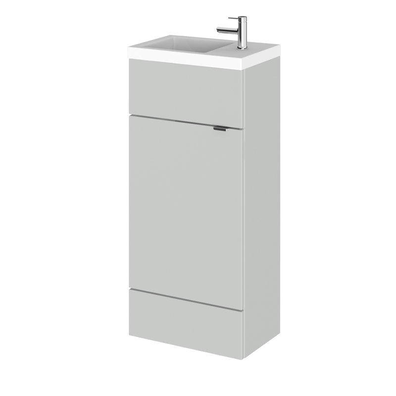Fusion 405mm Single Bathroom Vanity with Integrated Polymarble Basin, Gloss Grey Mist