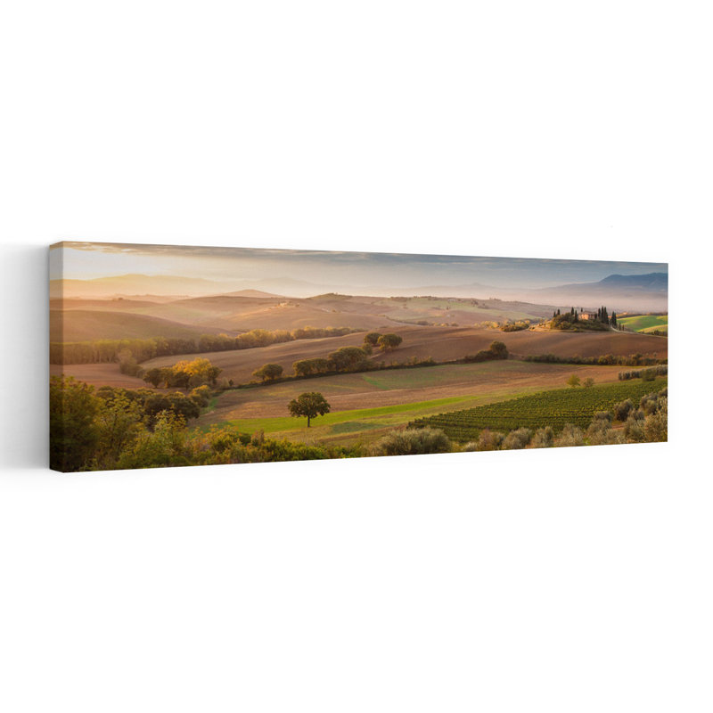 «Tuscan Morning Classic Peaceful Rustic Landscape Nature», art mural, H 12 po x l 36 po