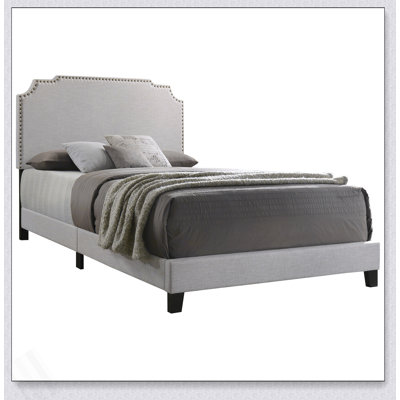 Copper Beige Upholstered Eastern King Panel Bed