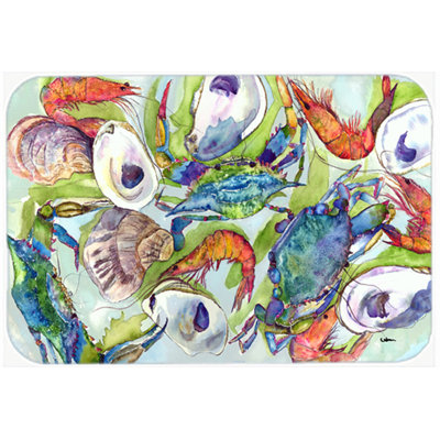 Crab and Shrimp Rectangle Glass Cutting Board