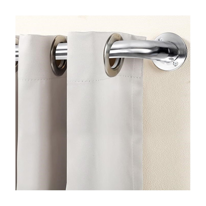 Akzel Adjustable 3cm Single Curtain Pole, 5cm H x 210cm W x 9cm D, Chrome