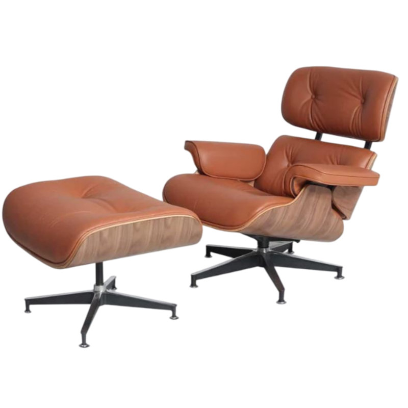 Nairobi Genuine Leather Lounge Chair, Tan