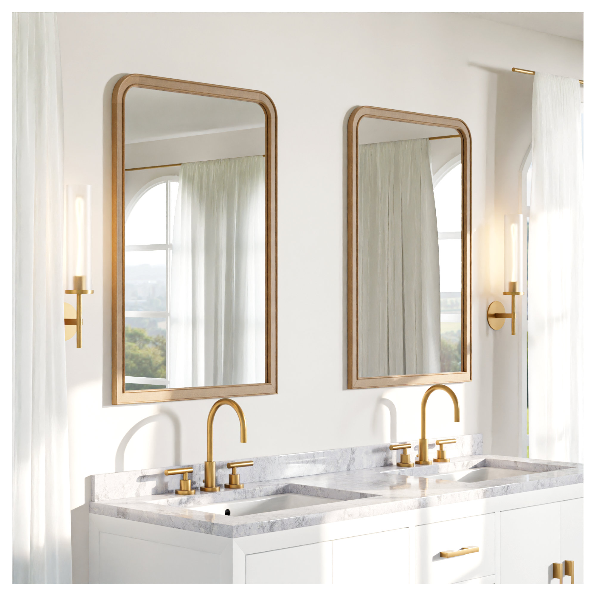 Ancell Solid Wood Mirror, 36" x 24", Natural Wood