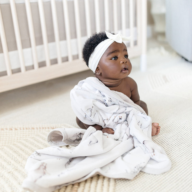 Llama - Luxury Soft Plush Backing & Turkish Cotton Jersey Print, Double Layered, 30" x 40" Baby Blanket