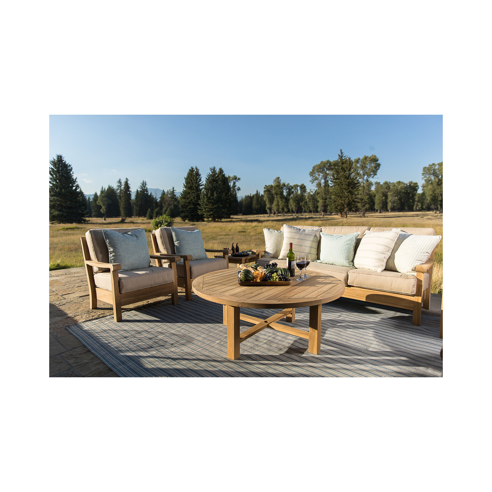Dover Teak Premium All-Weather Wicker 4 - Person Patio Conversation Set