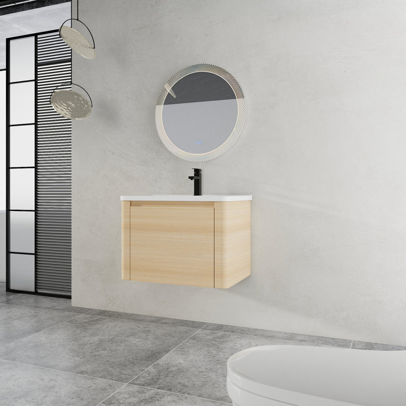 Meuble-lavabo mural avec lavabo en céramique blanche, 30"