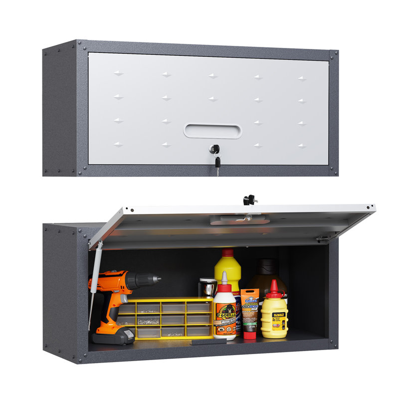 Ensemble de 3 systèmes de rangement en métal pour garage, armoires de rangement à roulettes, armoire murale, coffre à outils verrouillable