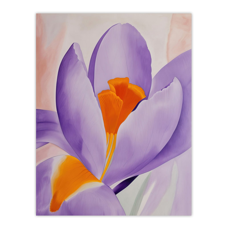 Crocus Flower Lilac Abstract Watercolour Wall Art Print