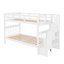 Lit superposé simple au-dessus de simple avec rangement et garde-corps pour chambre à coucher, dortoir, couleur blanche Stairway-1491923309