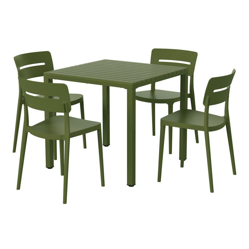 Ensemble repas carré pour 4 personnes, Vert