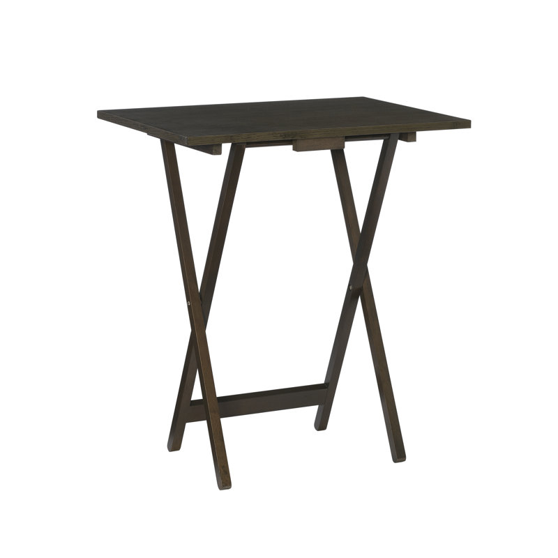 Ample 4 Piece Solid Wood Folding Tray Table Set, Gray