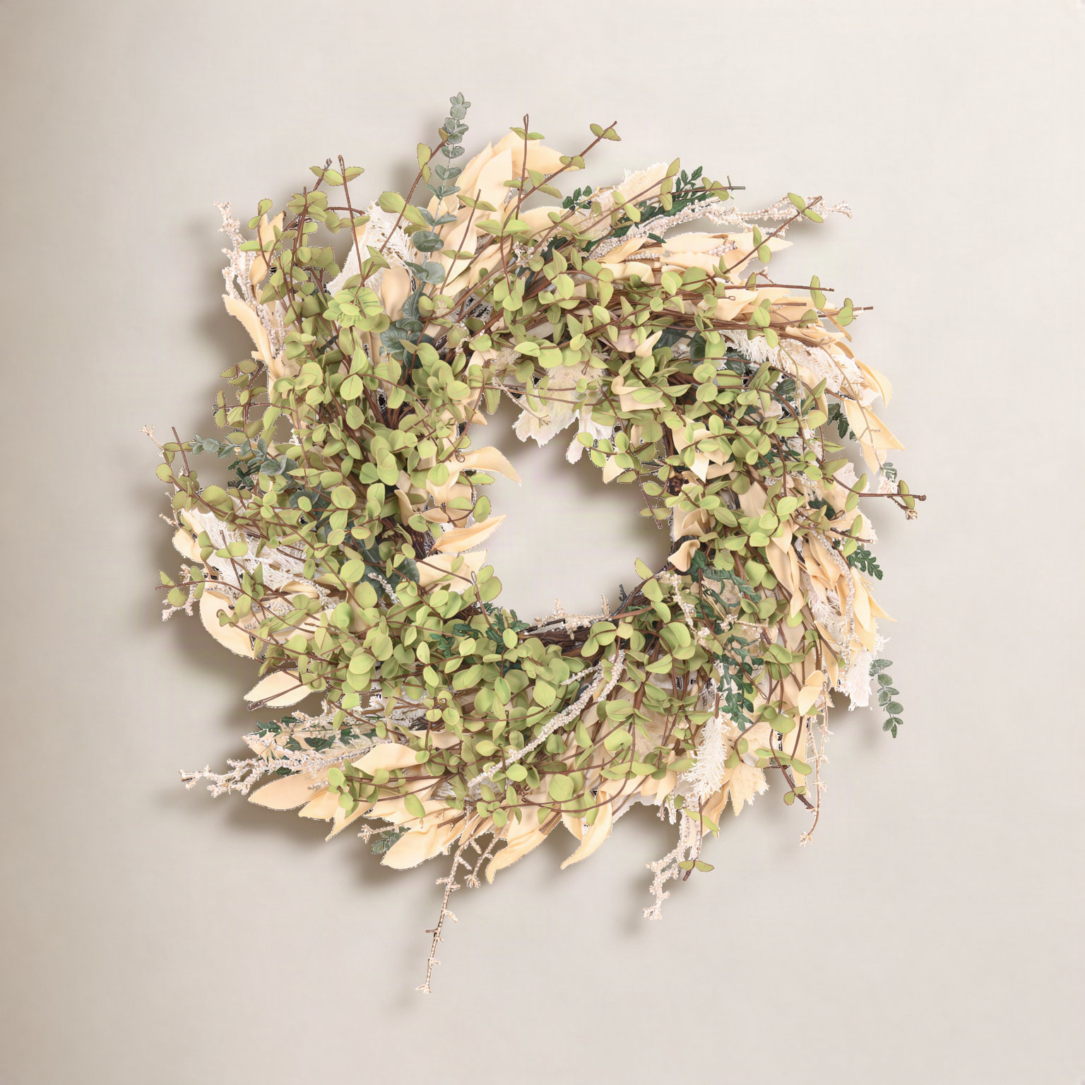 24" Handcrafted Eucalyptus Thanksgiving Wreath, Green