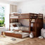 Lit superposé avec lit gigogne simple et 3 escaliers de rangement-733093044