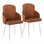Ensemble de 2 chaises d'appoint - Revêtement en similicuir contemporain avec pieds en métal chromé, 22 x 22,5 x 34,25, brun clair