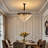 Clear Crystal Chandelier Vintage Farmhouse Round Ceiling Chandelier Pendant Lamp With Matt Black Iron Frame