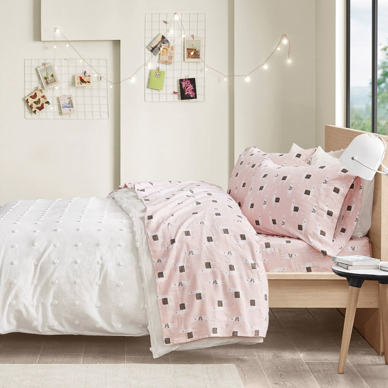 Ensemble de draps en flanelle de coton Gracie Mills Atticus, Ensemble de draps pour lit simple avec 1 taie d'or