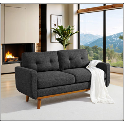 Canapé-lit capitonné 67,7 po Mid-Century moderne avec pieds en bois