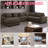 Corduroy L-Shaped Sectional Sofa Set With Ottoman For Living Room-1488916219