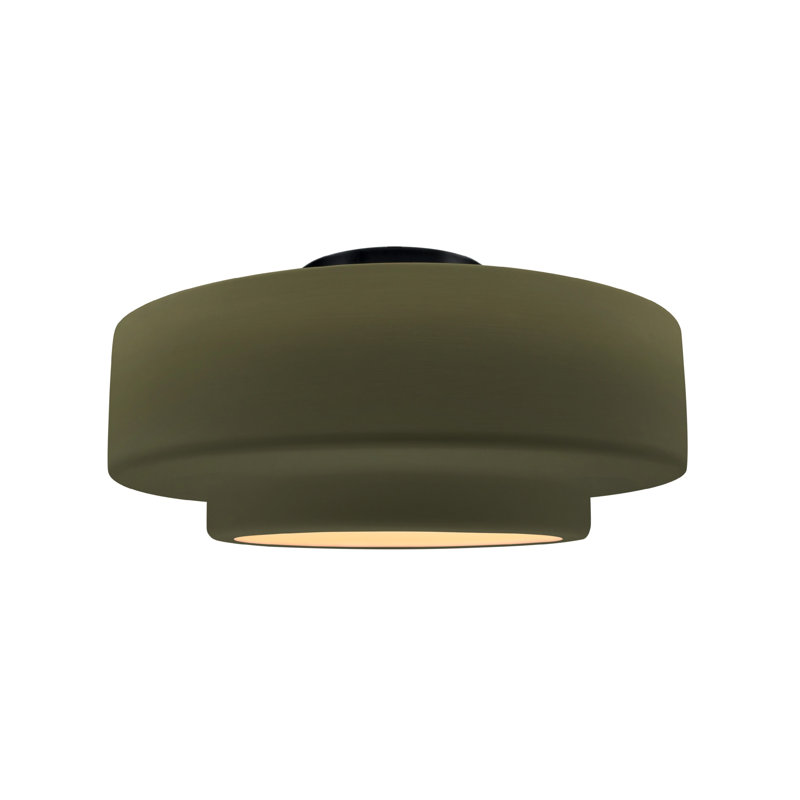 Plafonnier semi-encastré Radiance, H 7,25 po x l 14,5 po x P 14,5 po, Vert mat, Noir mat