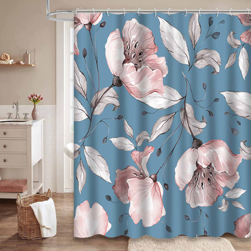 Rideau de douche avec 12 crochets colorés, L 72 po x l 78 po
