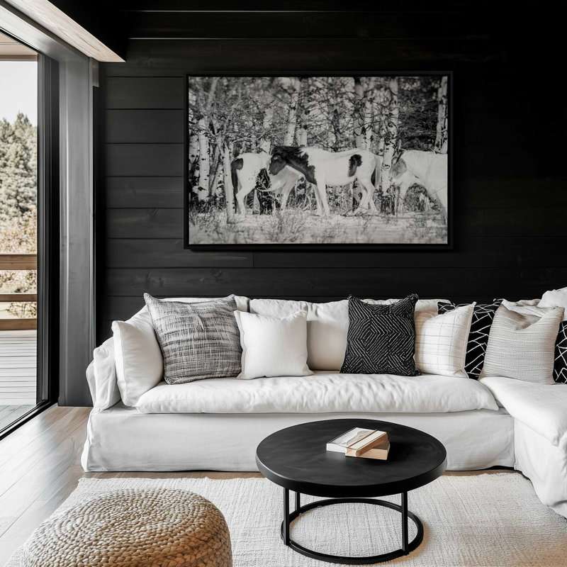 «Winter Herd» par Nathan Larson, reproduction d'art sur toile, Noir, Cadre flottant, H 12 po x l 18 po