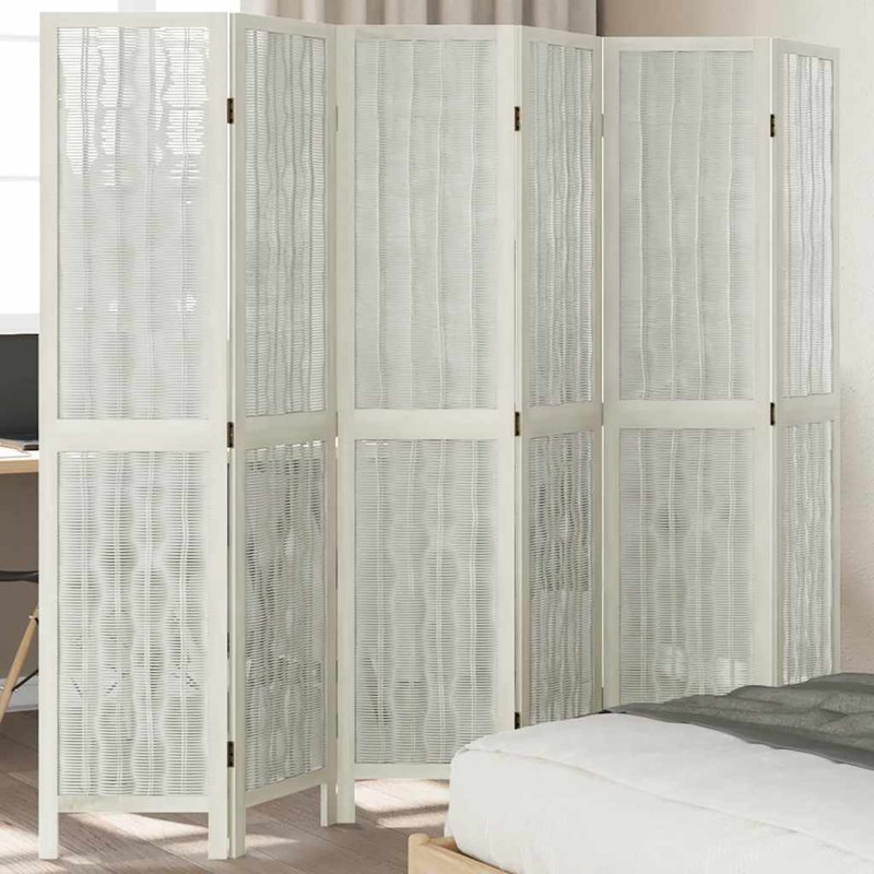 Alexzavier Solid Wood Accent Room Divider, White, 160cm H x 215cm W