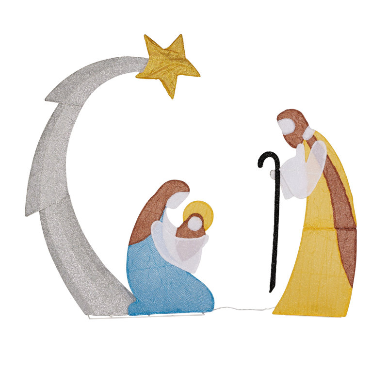 Ensemble de crèche de Noël avec étoile filante, 160 lumières DEL blanc chaud, coffre-fort d'extérieur, à brancher