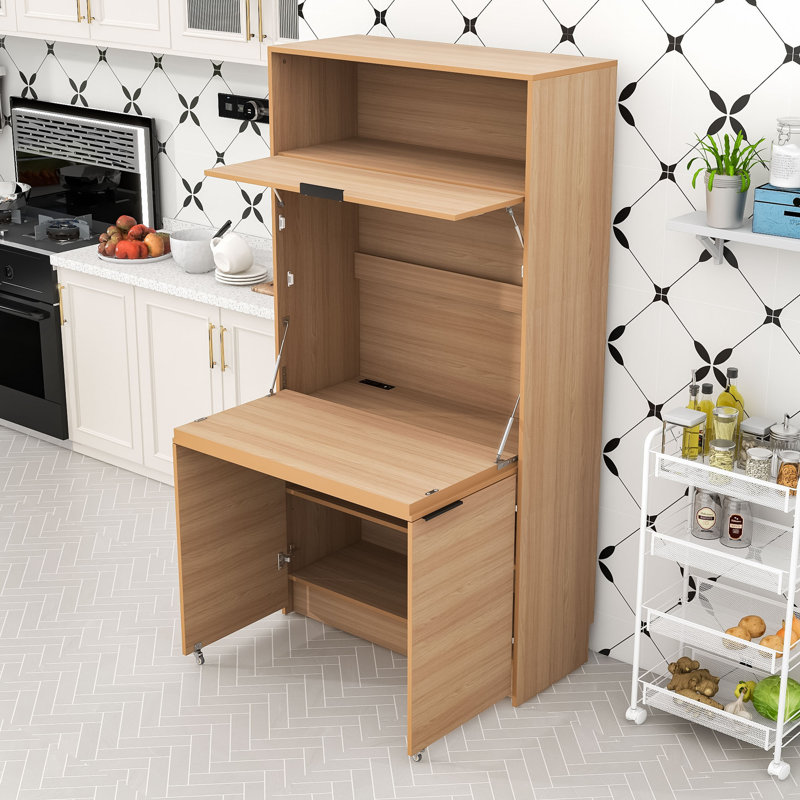 Buffet multifonctionnel avec garde-manger et rangement, Naturel