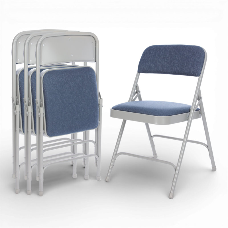 Chaise pliante rembourrée Bernadine, Bleu / gris