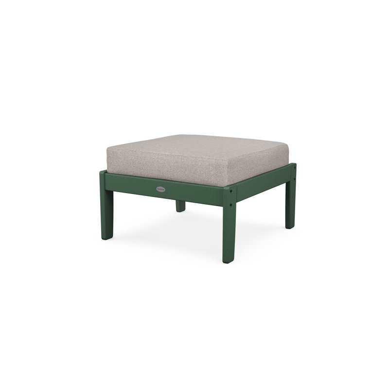 Repose-pieds Braxton, Structure verte / coussin en tweed vieilli
