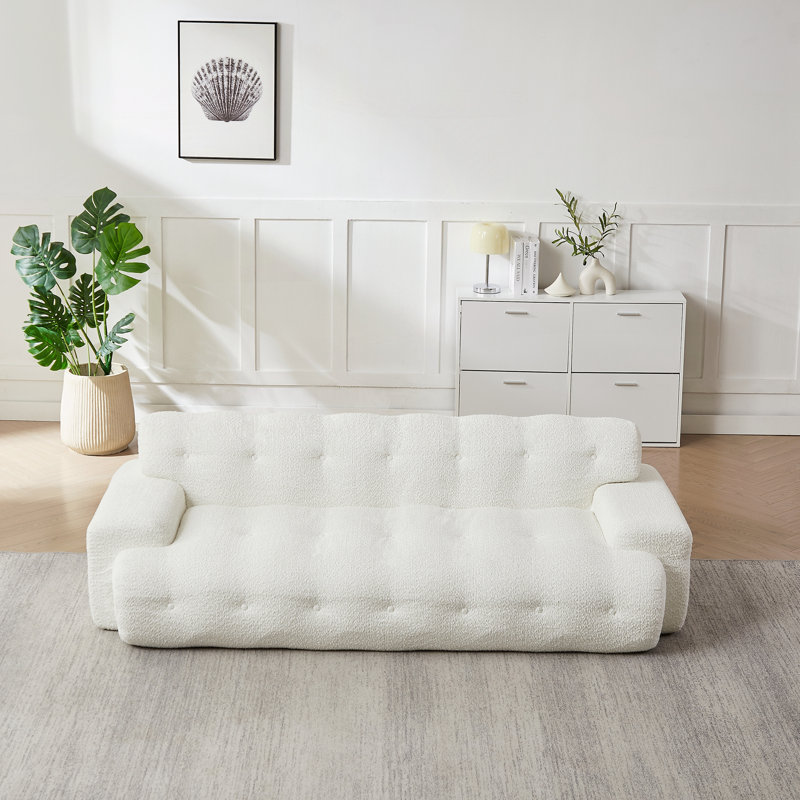 Canapé rembourré confortable avec design capitonné, Blanc