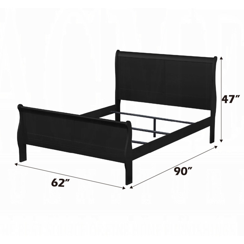 Louis Philippe Bed, Black, Queen