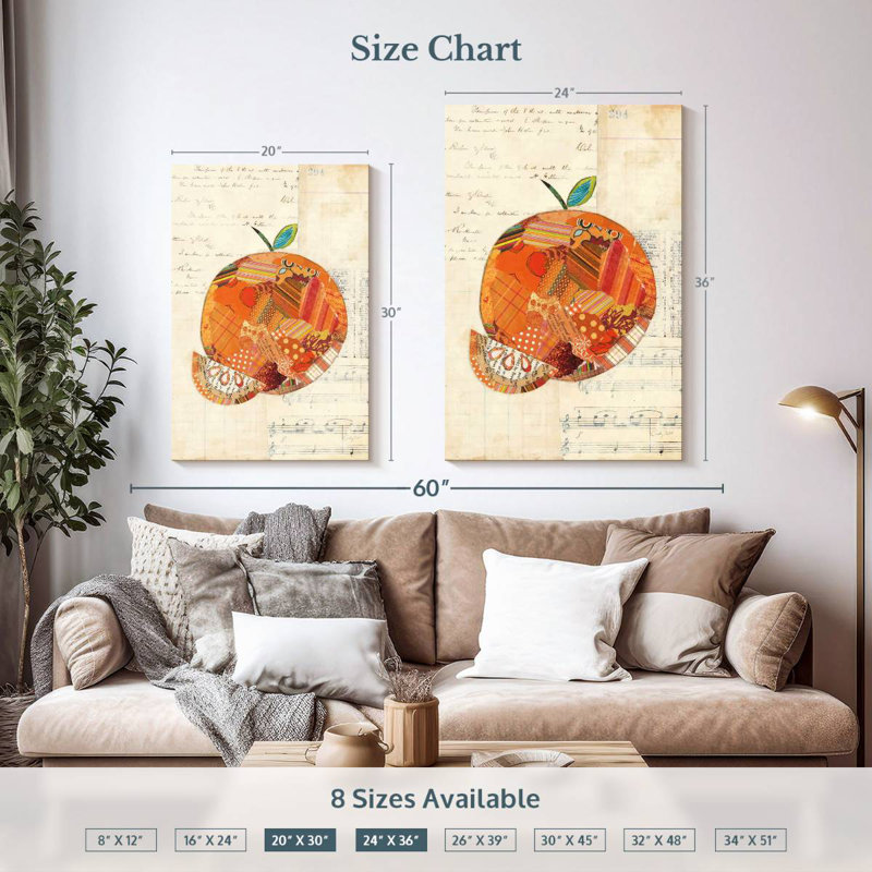 Yarlin Orange Patterns, 36" H x 24" W