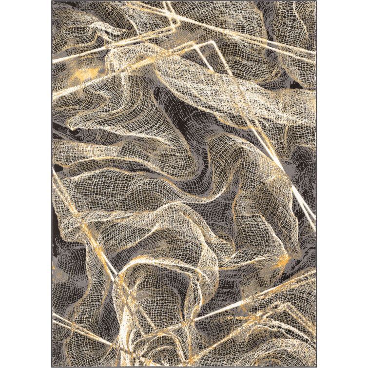 Well Woven Cairo Gillian Abstract Modern Yellow Rug