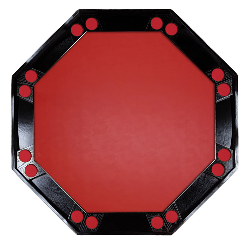 Table de poker 52 po 52 pieds, Acajou, Vinyle rouge