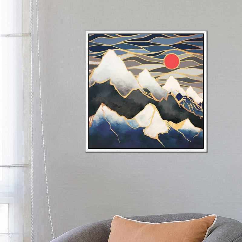 Ice Mountains - Print on Canvas, White Framed, 66.04 cm H x 66.04 cm W