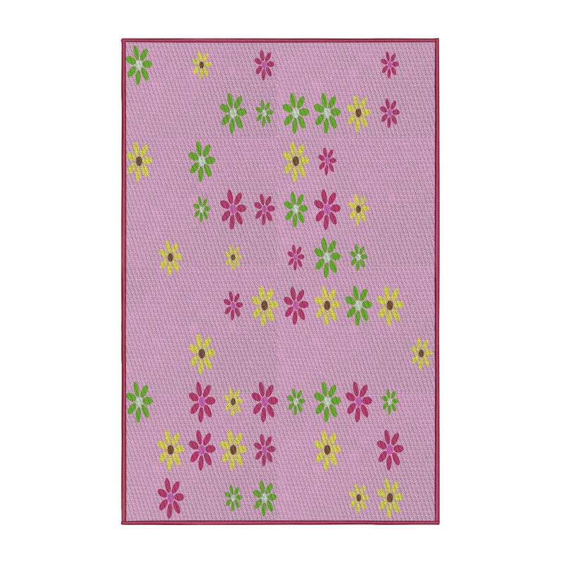 Tapis rose à motif floral Dibble, Rectangle 5 pi x 7 pi