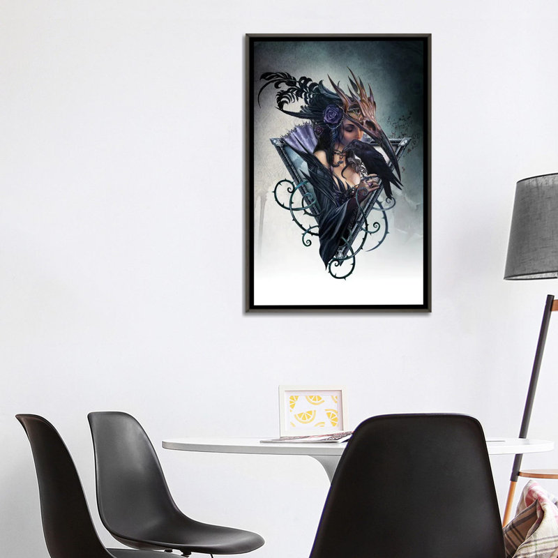 Corvus Arcanum, Dark Rustic Wood Floater Framed Canvas, No Mat, 40" H x 26" W x 1.5" D