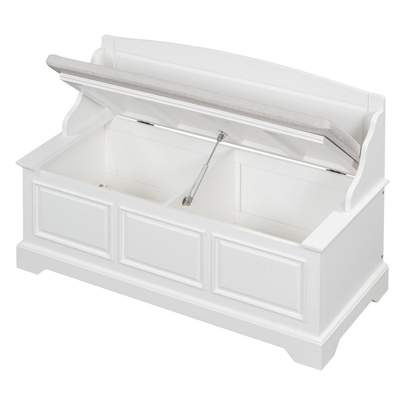 Banc à chaussures, banc de rangement pour chaussures rétro avec dispositifs de fermeture en douceur, coffre de rangement avec rangement caché et coussin pour l'entrée, le couloir, le salon (blanc)