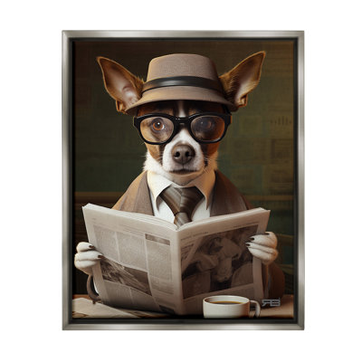 "Classy Dog With News journal" par RB sur toile