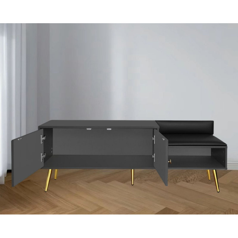 8 Pair Shoe Storage Bench, Black