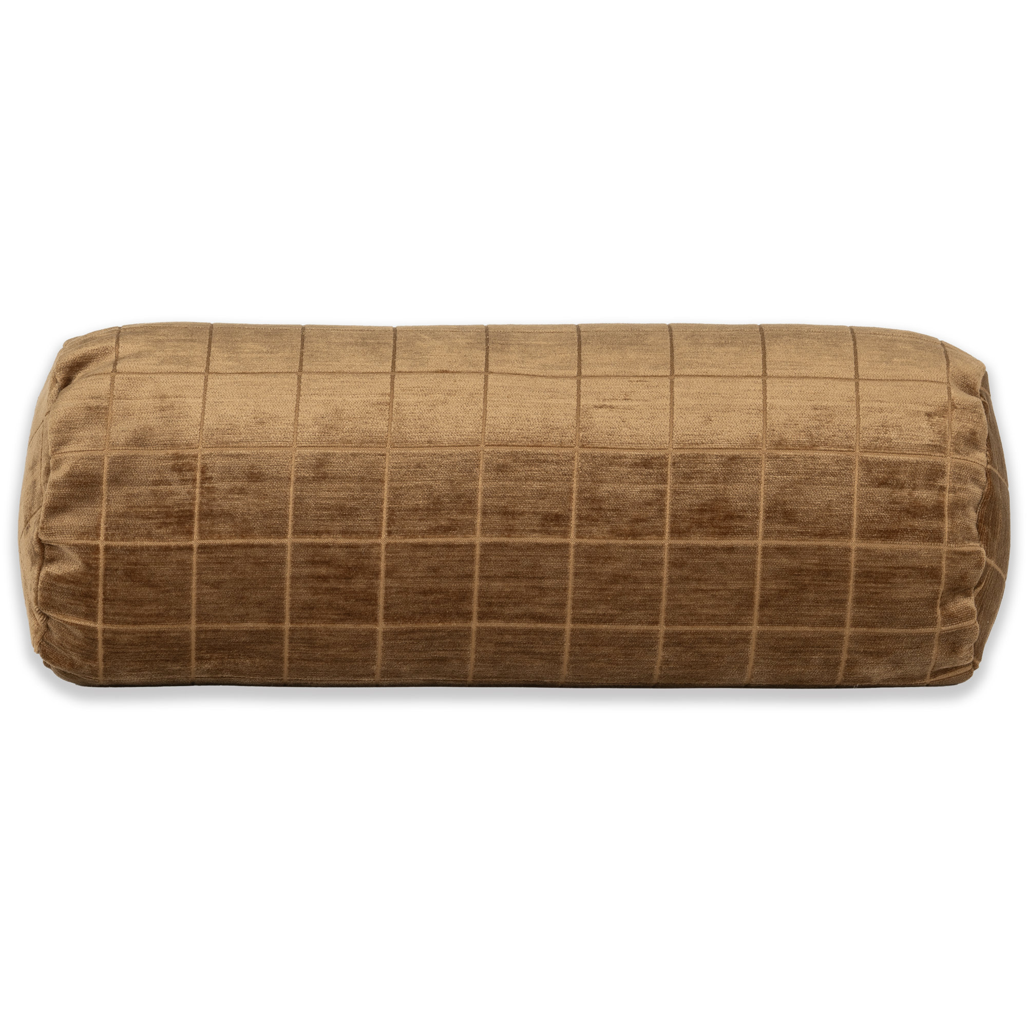 Otterville Velvet Grid Bolster Pillow, Gold Geometric, Bolster 8"H x 20"W