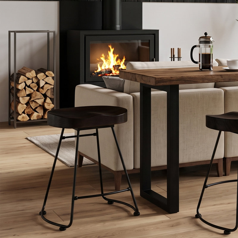 Underclift Counter Stool, Walnut/Black