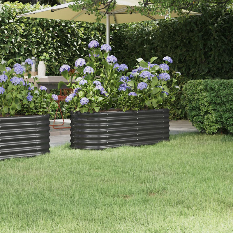 Garden Raised Bed Powder-coated Steel, 36 cm x 450cm x 140cm, Anthracite