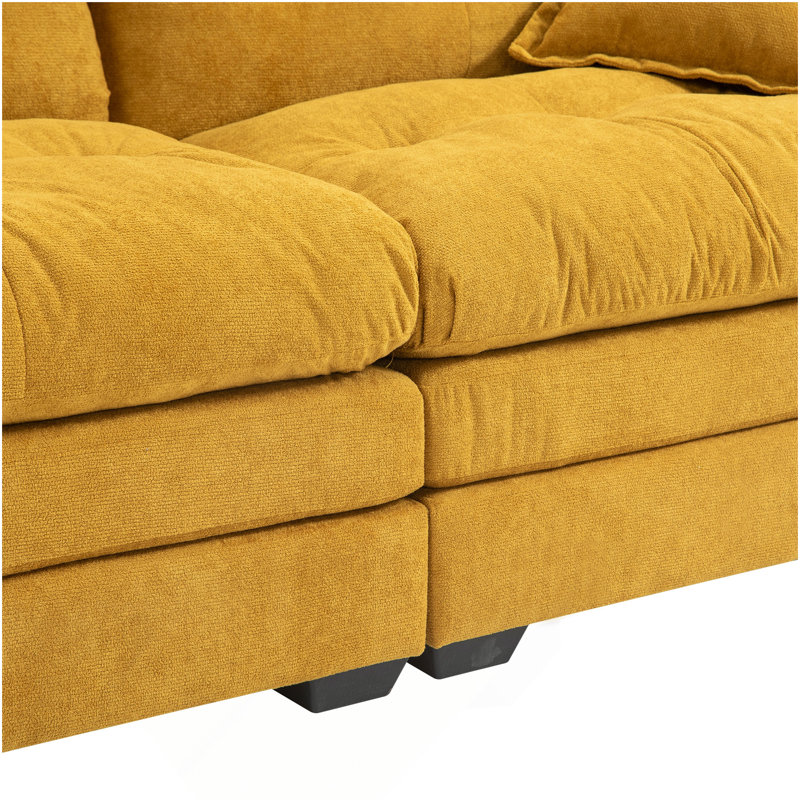 84 po. Chenille 84 po. Petit canapé-causeuse à assise profonde avec 2 coussins décoratifs et mousse mémoire pour le salon
