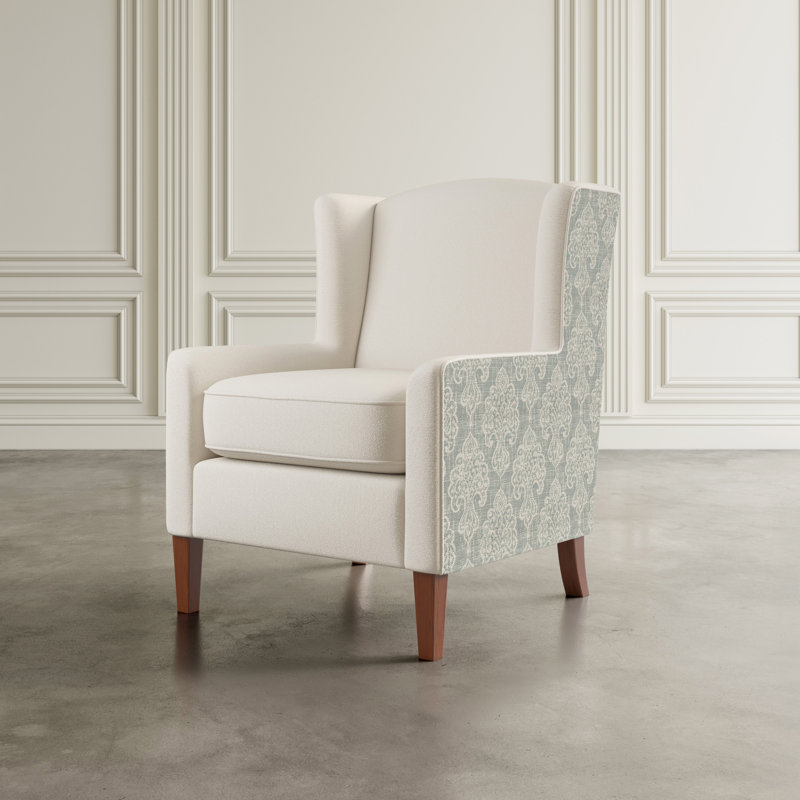 Alicante Upholstered Wingback Chair, Sage Damask