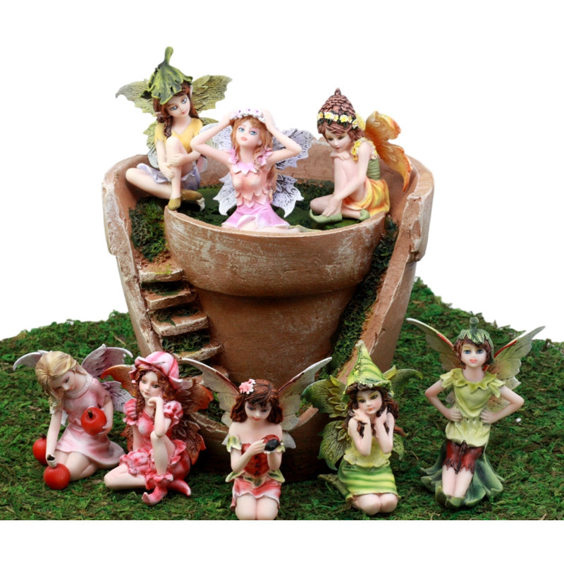 Ensemble de 9 figurines Christabelle Enchanted Fairy Garden Miniatures Starter