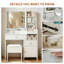 Modern White Dressing Table with 2 Mirrors & 1 Stool, Adjustable LED Light and Big Storage Xmas Gift