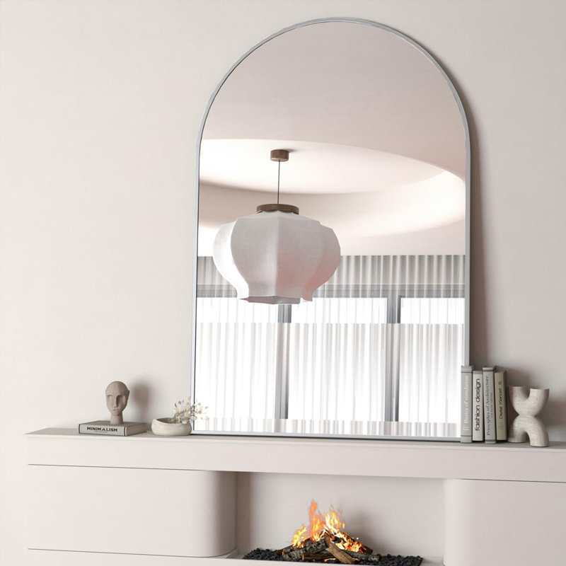 Miroir ovale 20 po x 33 po, 20" x 30", Argent, Arche