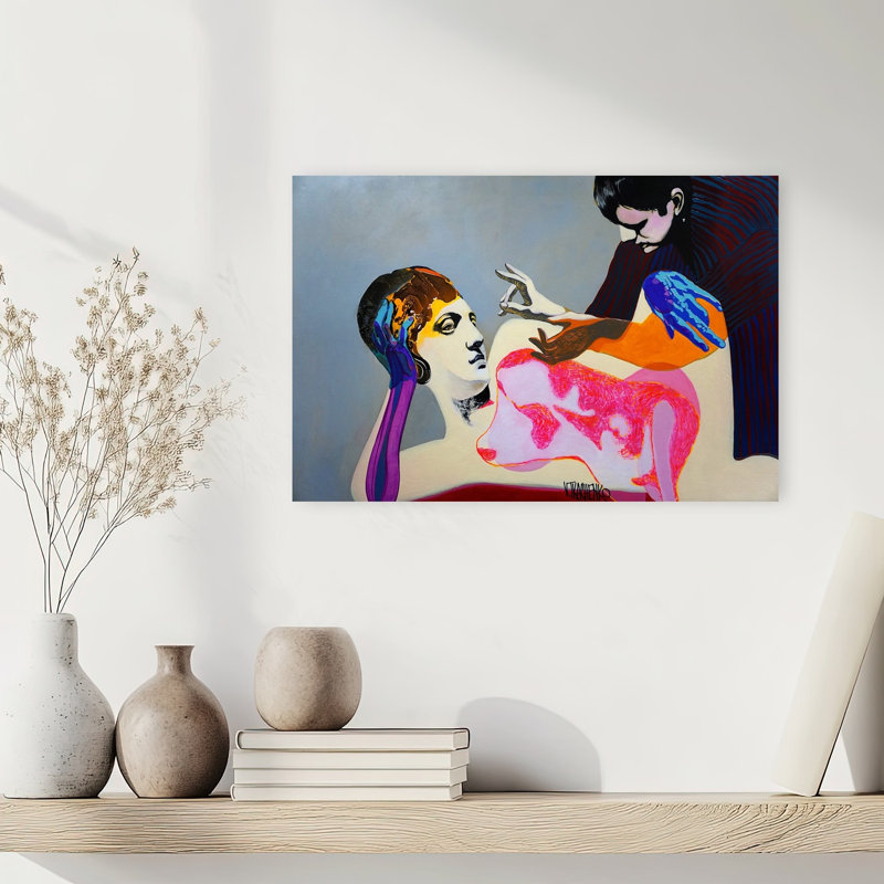 «Vibrant Women», peinture abstraite, portrait audacieux et coloré, reproduction d'art mural, 12" H x 18" W
